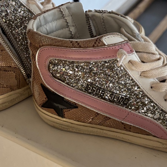 Golden Goose Glitter High-Top Sneakers - Gray, Pink, Silver - Picture 9 of 9